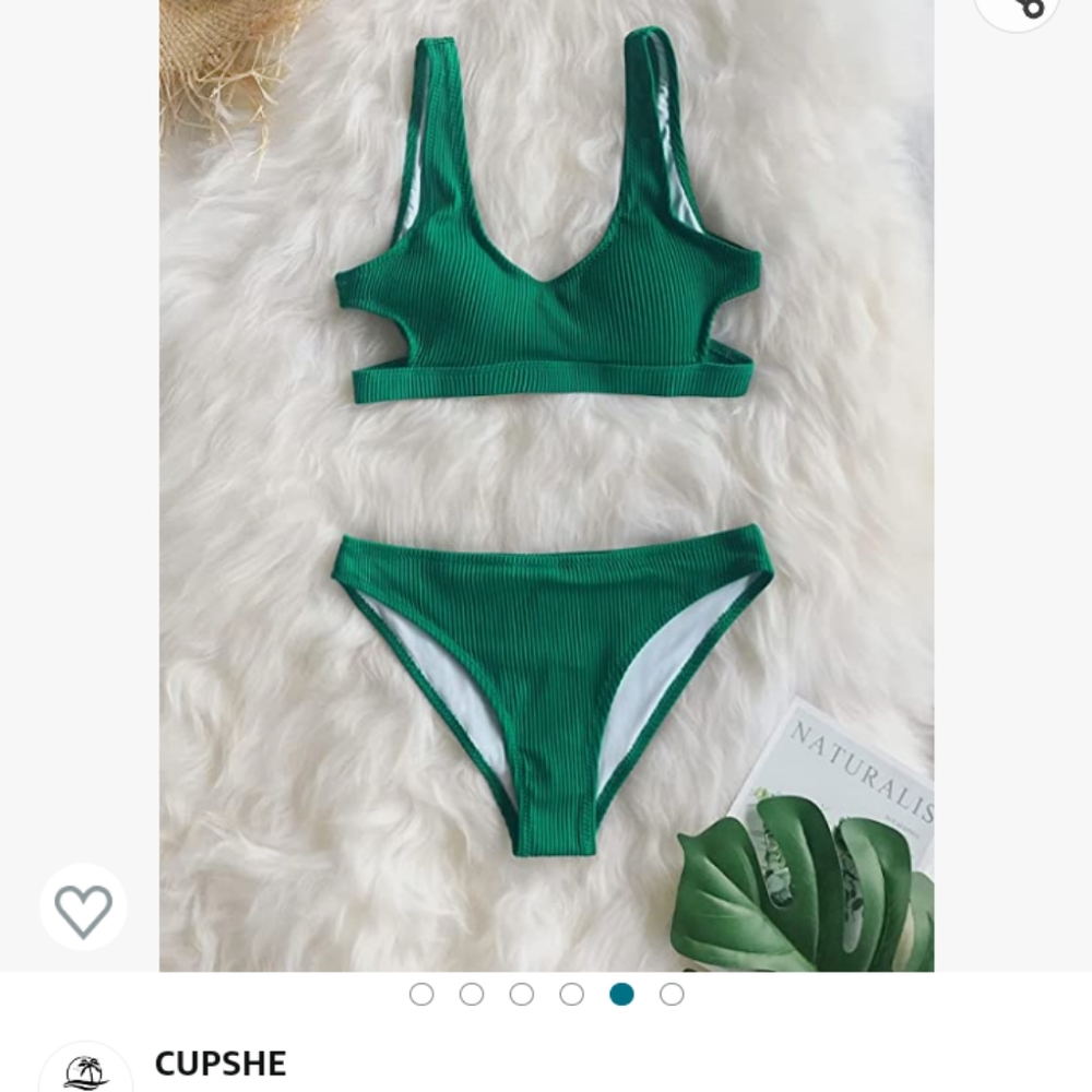 Cupshe Women 2 pieces green Ribbed swimsuit size M New with tag